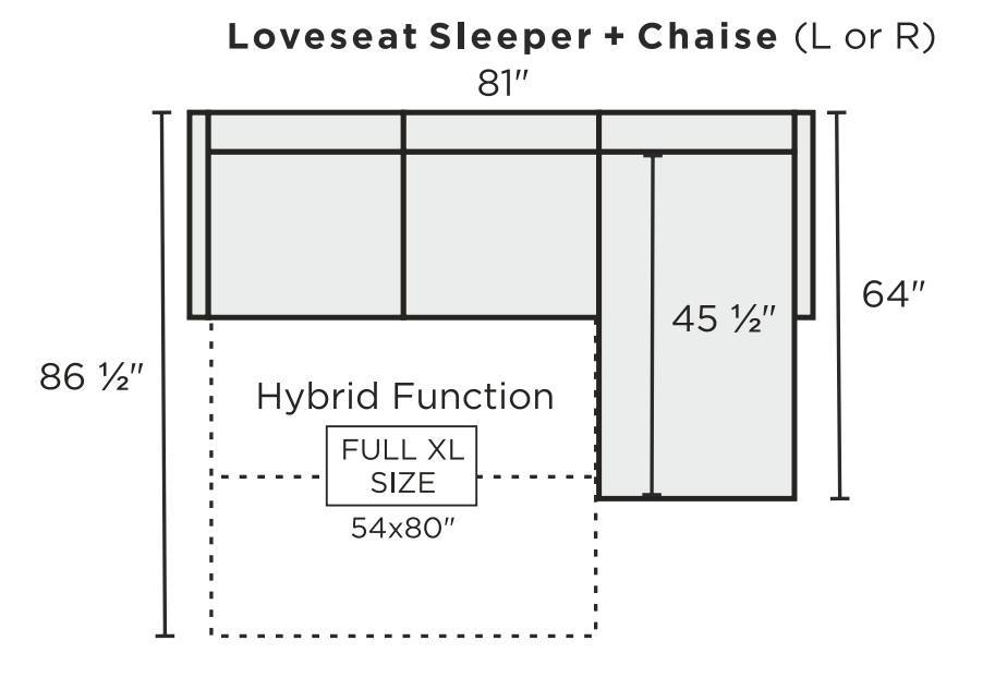 Luonto Pint Full XL Sleeper Sectional with Hybrid Function Seth Michael